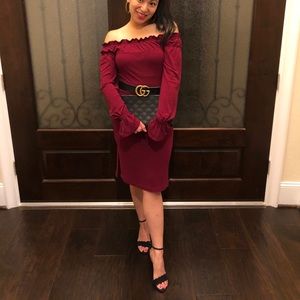 ❤️ Ravishing Red Off Shoulder Bell Sleeve Dress ❤️